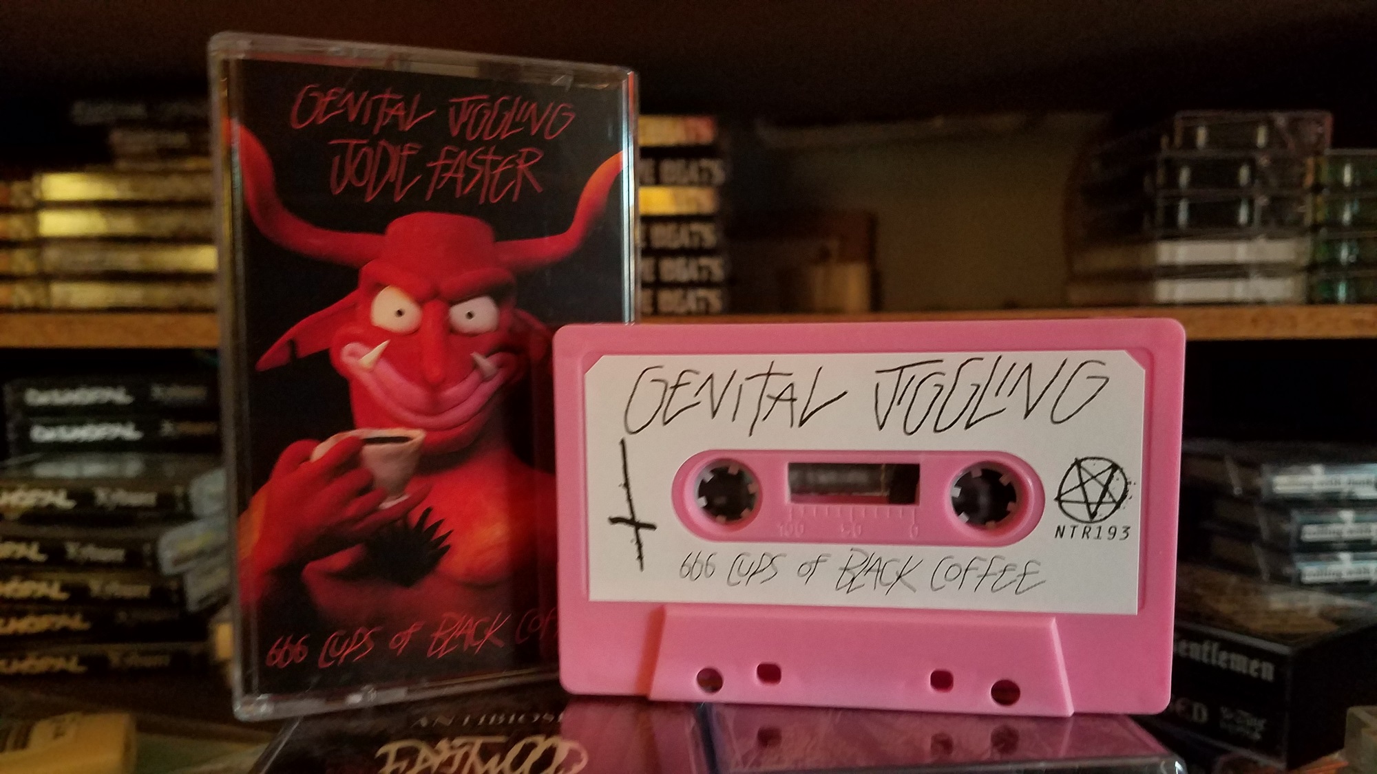 Jodie Faster / Genital Jiggling - Split Cassette - Solid Pink - Click Image to Close