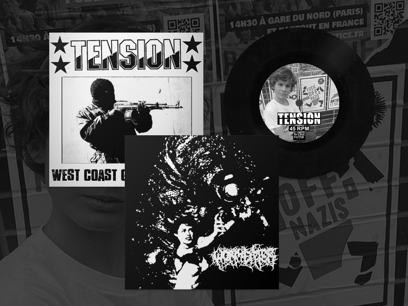 TENSION / WORMEATER - Split 7" [BLACK]