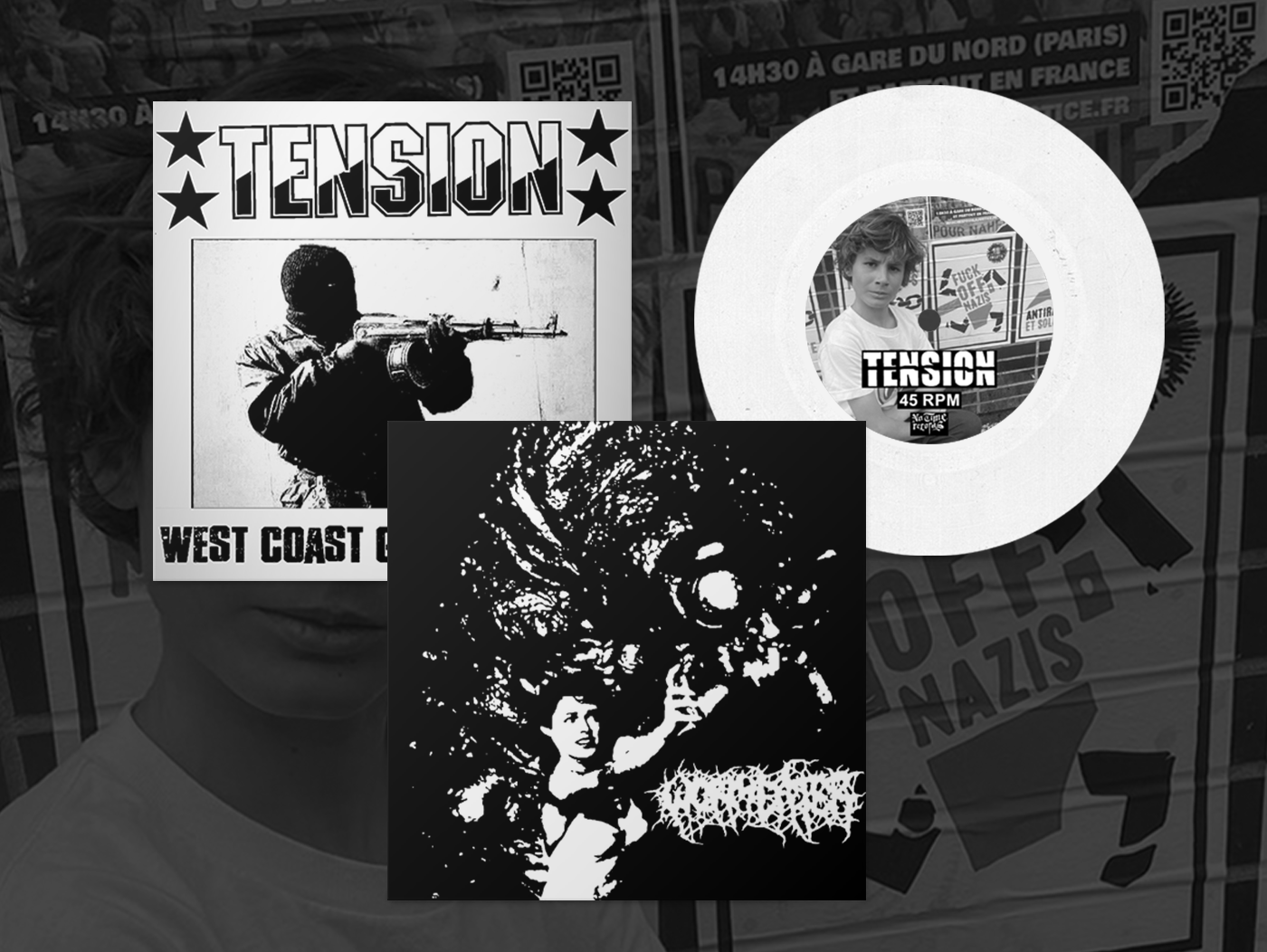 TENSION / WORMEATER - Split 7" [WHITE] - Click Image to Close